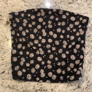 Black floral tube top, size small
